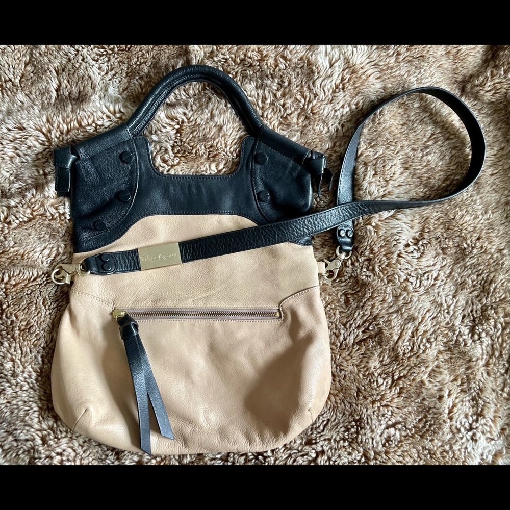 LIKE NEW: Black & tan leather Foley & Corinna bag